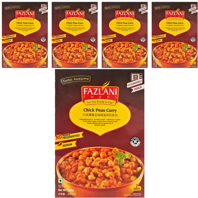 FAZLANI 印度鷹嘴豆 咖喱風味 即食包, 300g, 5盒