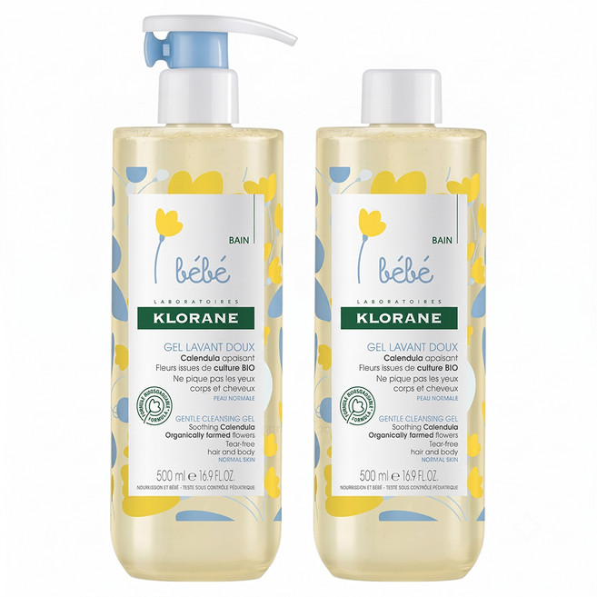 KLORANE 蔻蘿蘭 金盞花洗髮沐浴精 按壓瓶 500ml + 補充瓶 500ml, 1組