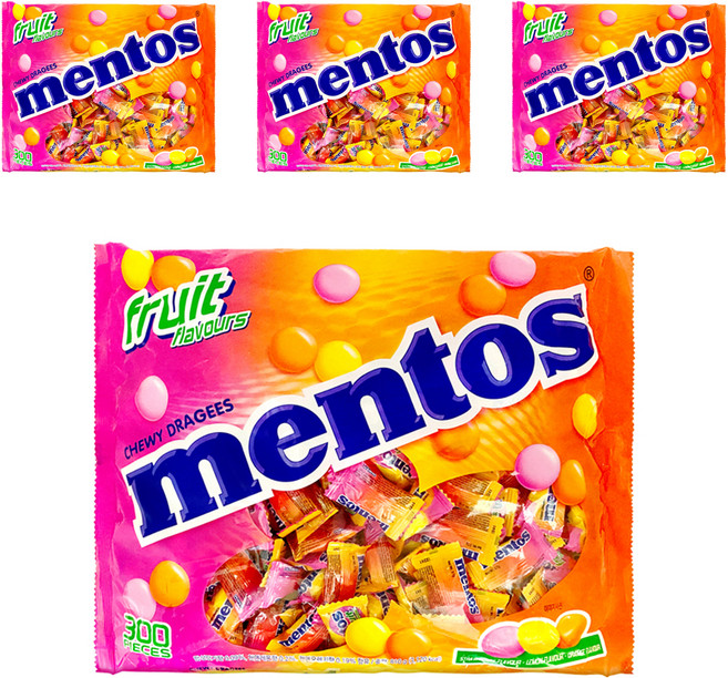 mentos 曼陀珠 獨立包裝曼陀珠 綜合水果口味, 810g, 4袋