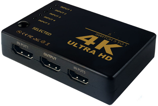 UniSync HDMI五入一出高畫質4K多媒體影音切換器, ZT02XBK01PCHD, 1個