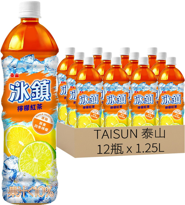 TAISUN 泰山 冰鎮檸檬紅茶, 1.25L, 12瓶