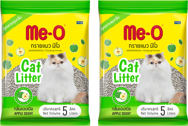 Me-O 咪歐 低粉塵凝結貓砂, 5L, 2袋, 蘋果淡香