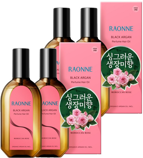 RAONNE 黑摩洛哥堅果香氛護髮油 摩洛哥玫瑰香, 100ml, 4瓶