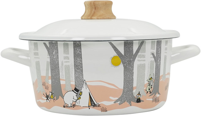 EJIRY 電磁爐 Moomin 森林雙耳鍋 2.9L, 22.2cm, 粉紅色, 1個
