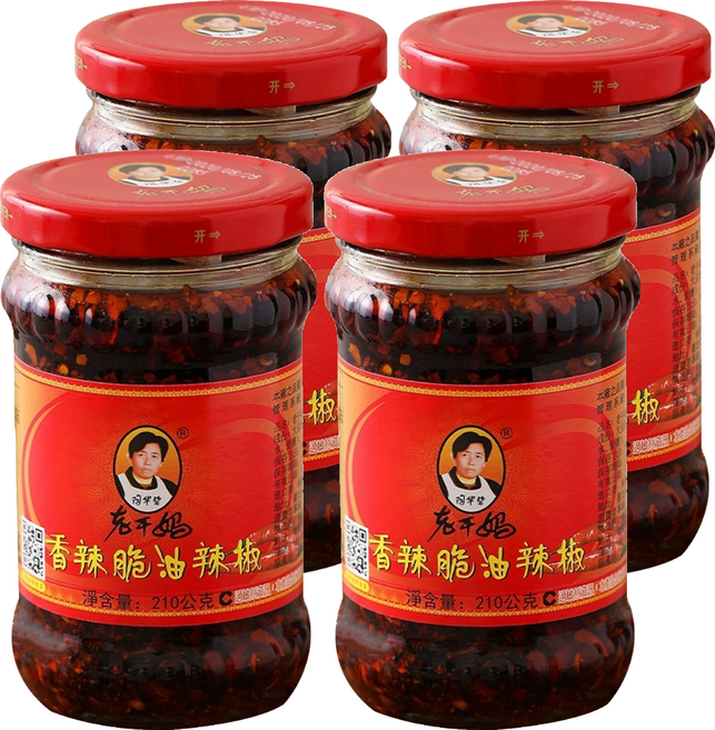 老干媽 香辣脆油辣椒, 210g, 4罐