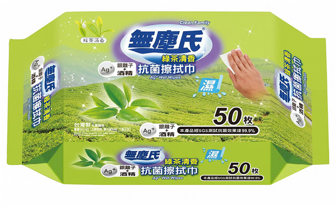 無塵氏 抗菌擦拭布 綠茶清香, 1包