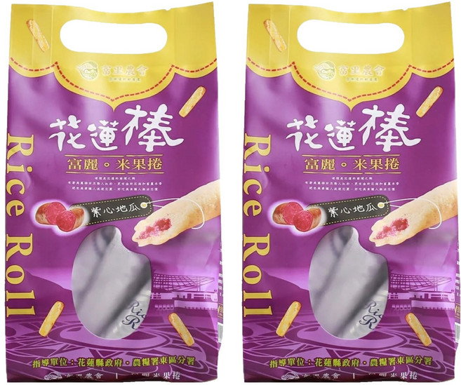 富里鄉農會 富麗米果捲 紫心地瓜, 120g, 2袋