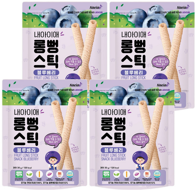 Naeiae 嬰幼兒米棒, 藍莓, 30g, 4包