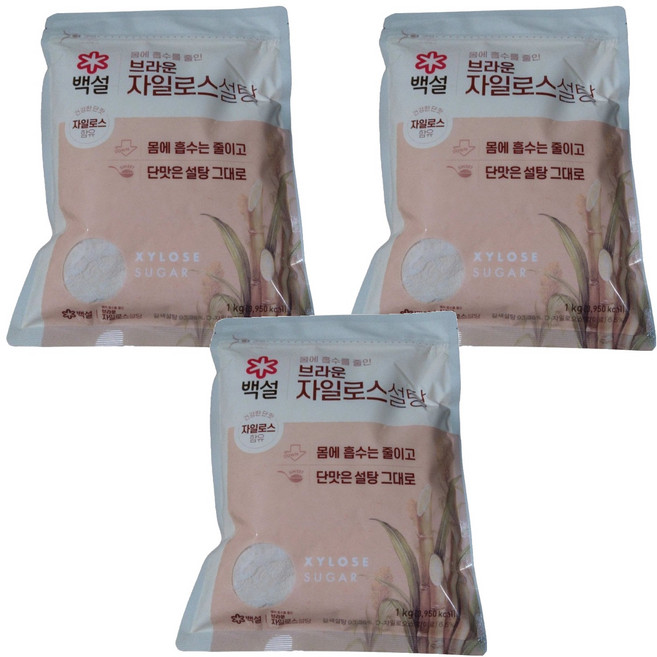 CJ BEKSUL 白雪 木糖醇棕糖, 1kg, 3個