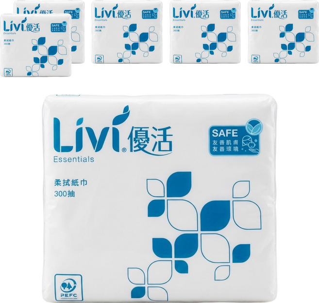 LIVI 優活 單抽柔拭紙巾 2層, 1入, 6包