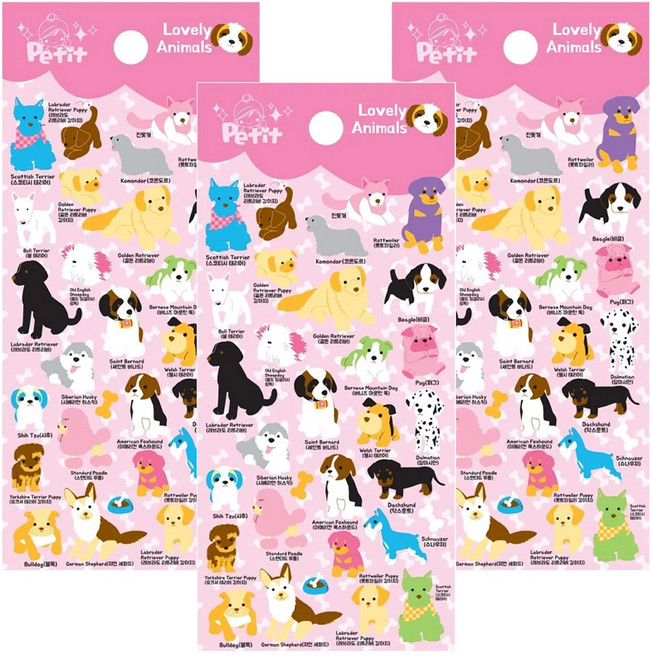 Petit 貼紙 3歲以上 3個, Animals 多色, 1組