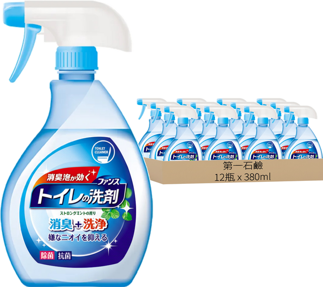 第一石鹼 FUNS 馬桶清潔噴霧泡 除臭抑菌 薄荷香, 380ml, 12瓶