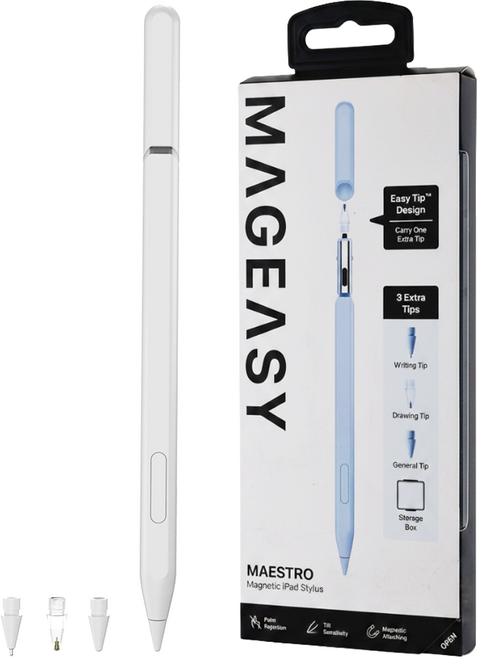 MAGEASY iPad 觸控筆 磁吸 含3款筆頭收納設計 白色 MAESTRO