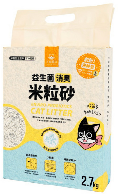 DOG CAT STAR 汪喵星球 益生菌消臭豆腐砂 米粒型, 消臭, 2.7kg, 1袋