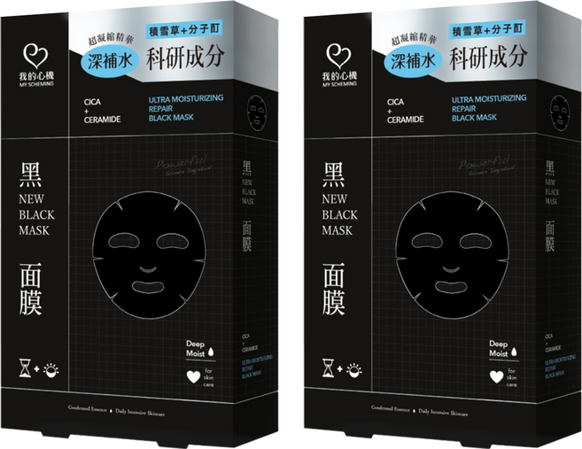 MY SCHEMING 我的心機 積雪草分子酊保濕黑面膜, 2個, 6片