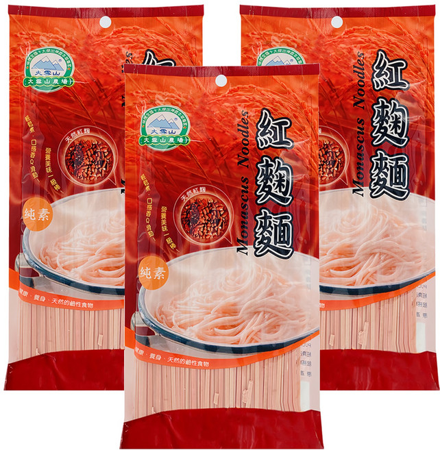 大雪山農場 蒟蒻紅麴麵, 250g, 3包