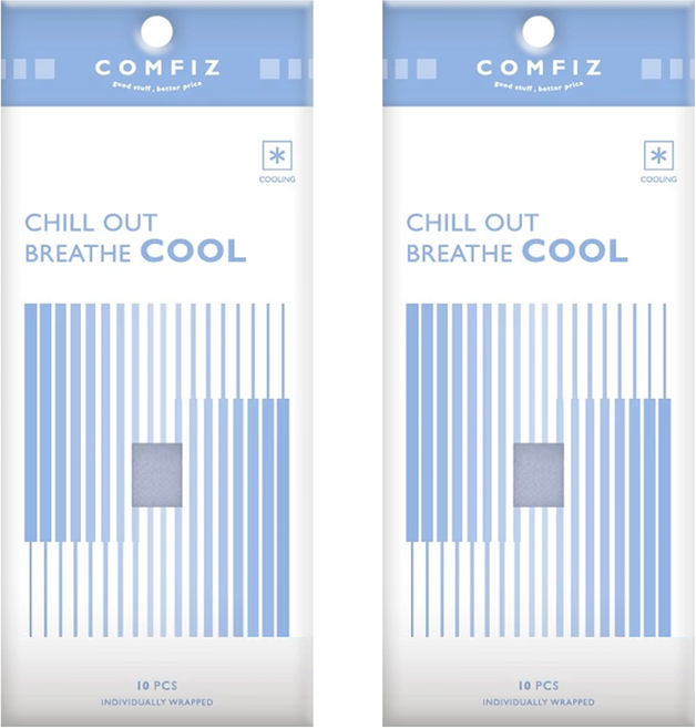 COMFIZ 康菲 涼感平面醫療口罩 單片包裝, 冰晶藍, 10片, 2盒