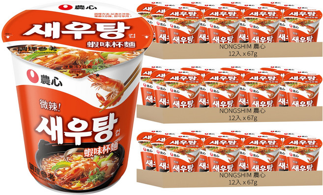 NONGSHIM 農心 蝦味杯麵 67g, 36入