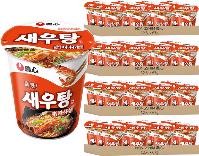 NONGSHIM 農心 蝦味杯麵 67g, 48入