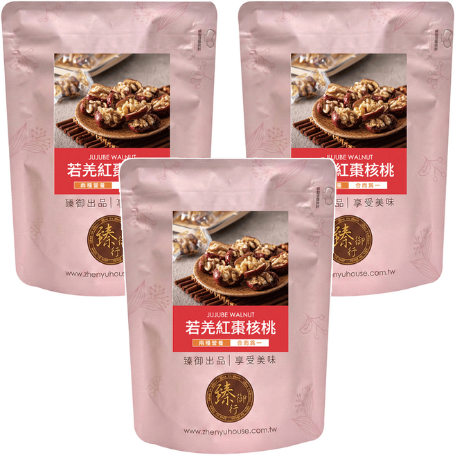 臻御行 若羌紅棗核桃, 3包, 150g