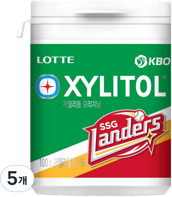 XYLITOL KBO 原味口香糖 SSG 登陸者隊, 100g, 5個