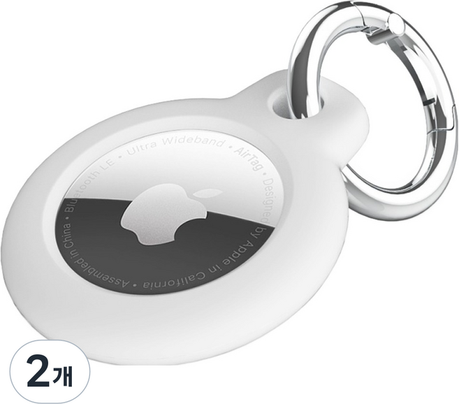SINJIMORU AirTag 保護套 360度側面保護 PC超薄硬殼保護殼, 白色, 2個