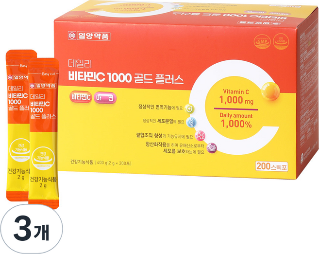 IL-YANG 一洋藥品 每日維他命C 1000 Gold Plus粉隨身包 200條入, 3個, 400g