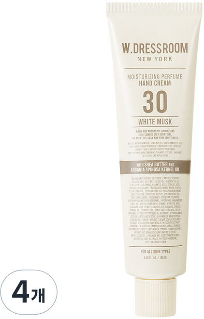W.DRESSROOM 多麗絲 香水護手霜 No.30 白麝香, 100ml, 4個