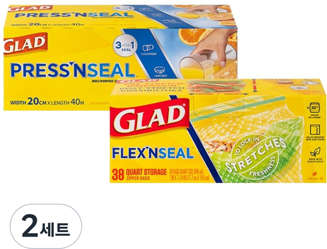 GLAD 佳能 Flex'n Seal 彈性夾鏈袋 一般中型 38入 + Magic Wrap 迷你 40m 套組, 混合, 2套