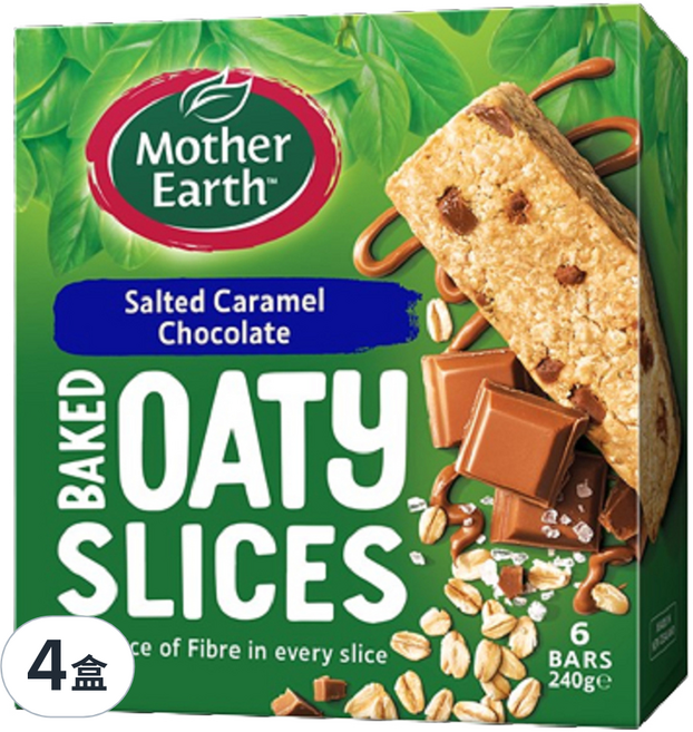 Mother Earth 烘焙燕麥棒 薄鹽焦糖巧克力, 240g, 4盒
