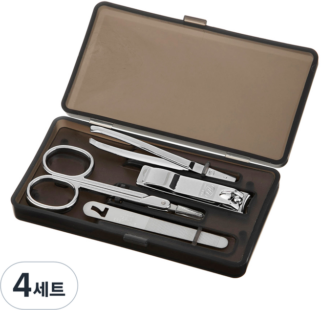 THREE SEVEN 指甲剪 4入組 TS-4118LC, 銀色, 黑色透明, 4套