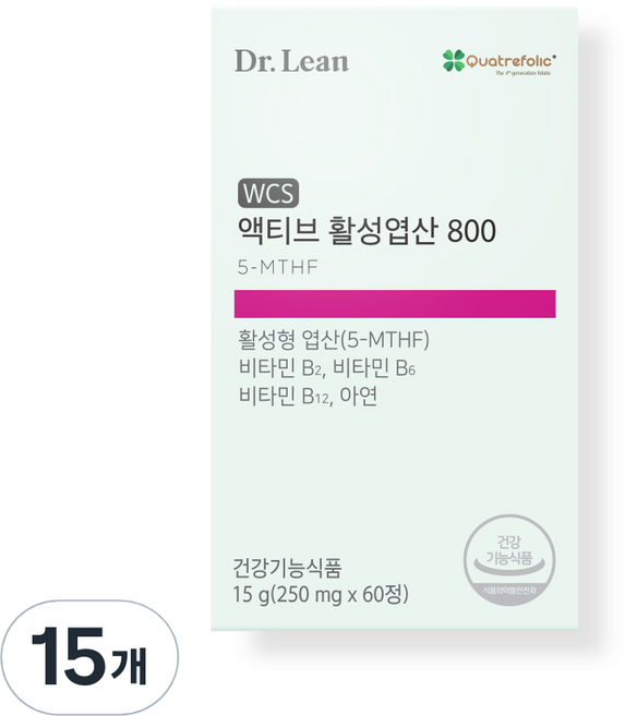 Dr.Lean Active 活性葉酸 800, 60錠, 15盒