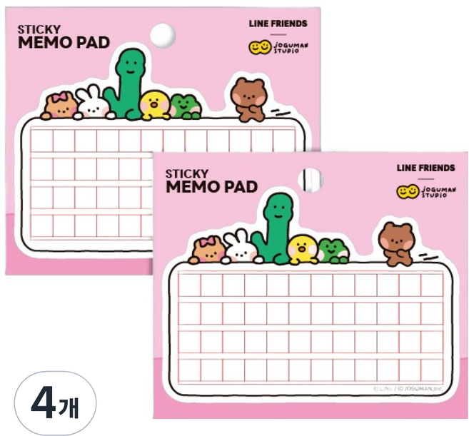 Flyingwhales LINE FRIENDS joguman minini 便利貼, 4個, 稿紙, 50張