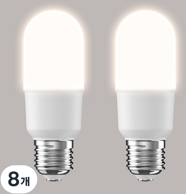 LED 三波長替代型 無頻閃 棒狀燈泡 KDT-JT 8W, 燈泡色, 8個