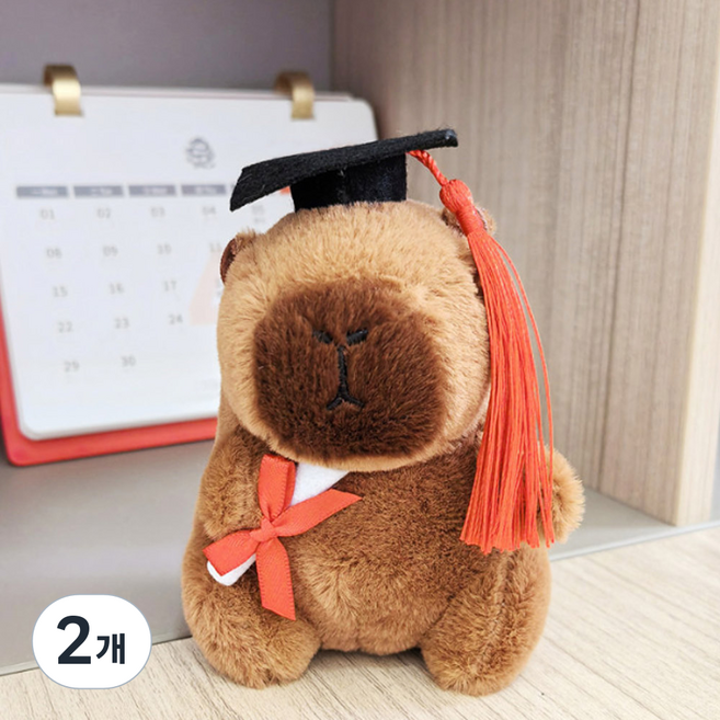I'CLE 造型水豚絨毛娃娃鑰匙圈, 07 學士帽, 12cm, 2個