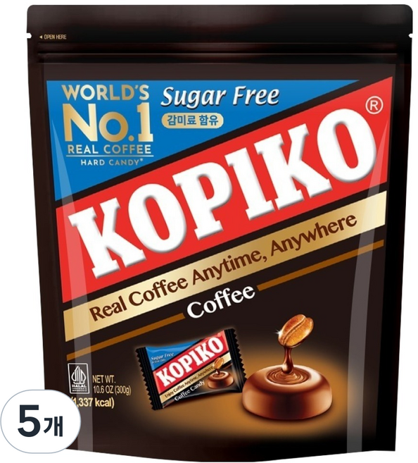 KOPIKO 無糖糖果, 300g, 5個