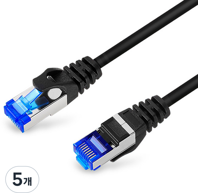 LAN Star CAT.6A / CAT.7 SFTP 絞線 網路連接 LAN 線材 LS-HF7, 5個, 0.5m, 黑色