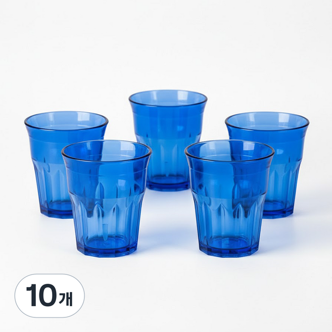 LIVINGMATE 塑膠12角水杯 250ml, 藍色, 10個