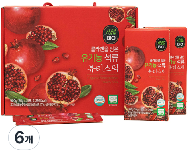 All BIO 石榴膠原蛋白果凍條, 300g, 6個