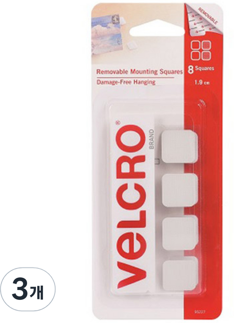 VeLCRO 威扣 一般方形白色魔鬼氈膠帶 8入, 3個