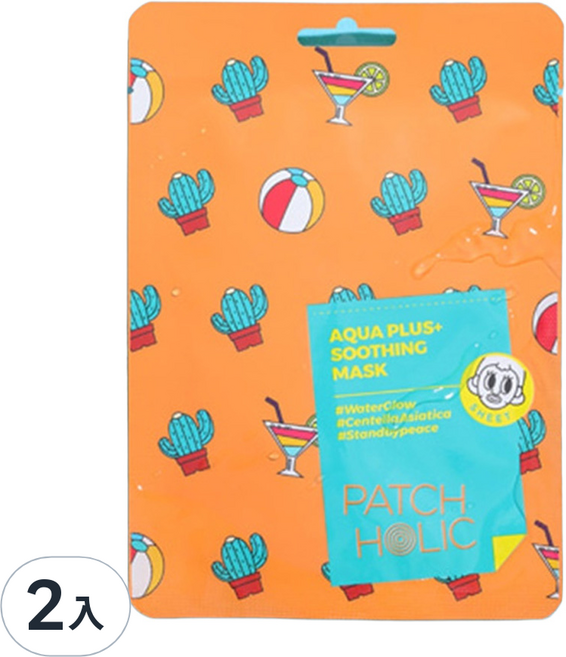 PATCH HOLIC Aqua plus + 舒緩補水面膜, 1片, 2包