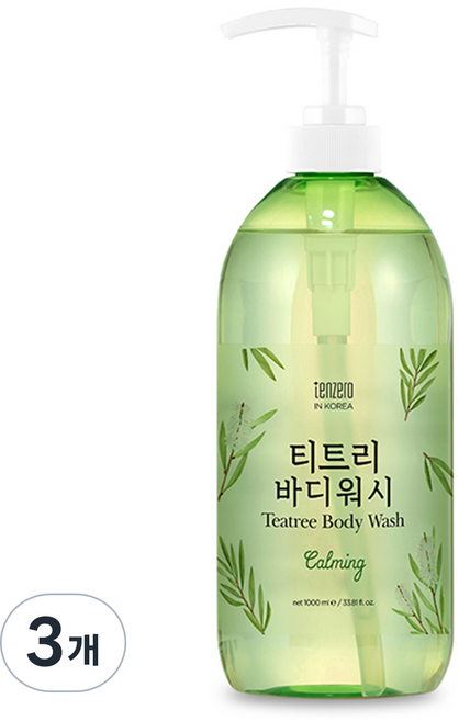 潔淨茶樹沐浴乳, 1L, 3瓶