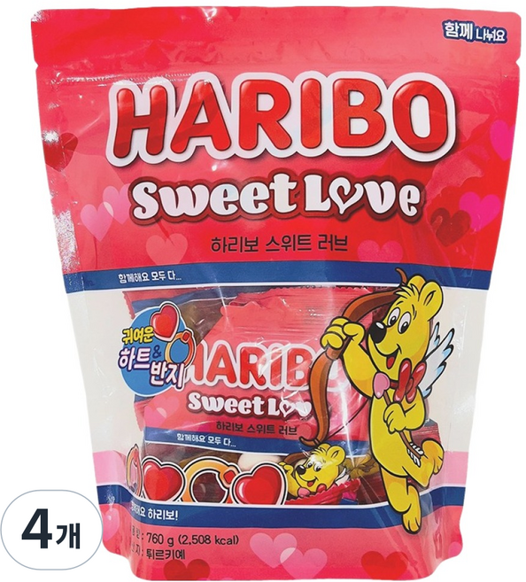 HARIBO 甜蜜愛心軟糖, 760g, 4個