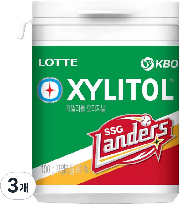 XYLITOL KBO 原味口香糖 SSG 登陸者隊, 100g, 3個