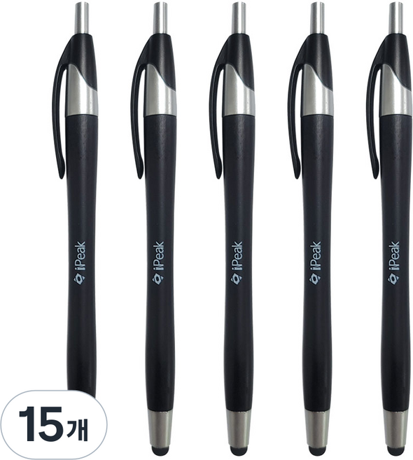 iPeak 智慧型手機平板兩用觸控筆兼原子筆, 黑色, 15個