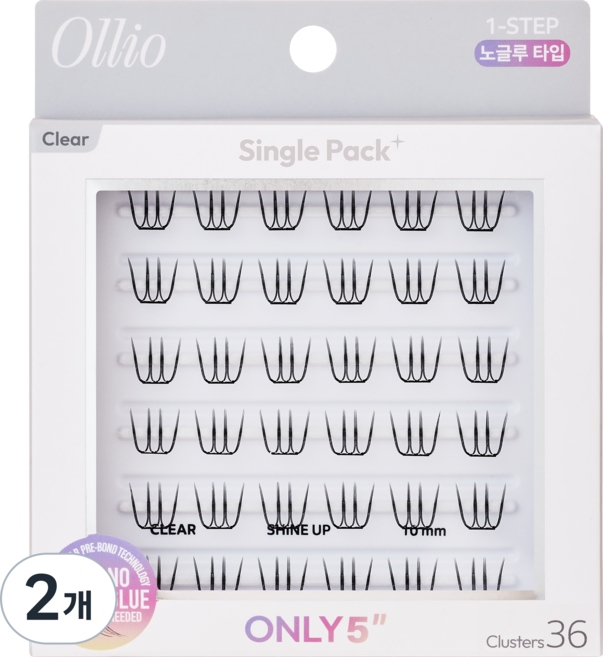Ollio 免膠水單包 PLUS 假睫毛 透明寬版 10mm, 2個, 黑色