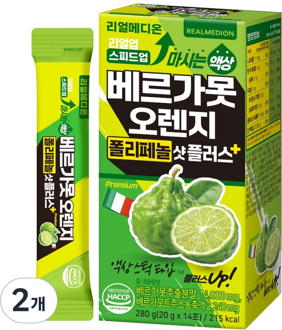 REALMEDION Real Up Speed Up 飲用液態佛手柑柳橙多酚飲 Plus 14入, 280g, 2個
