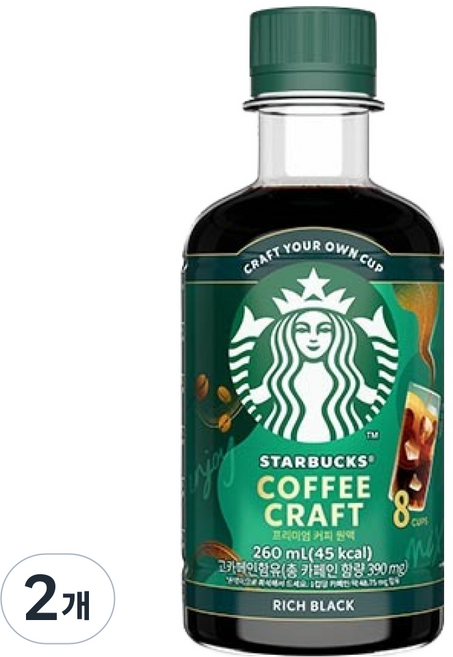 STARBUCKS 星巴克 咖啡工藝濃鬱黑咖啡, 2個, 1入, 260ml