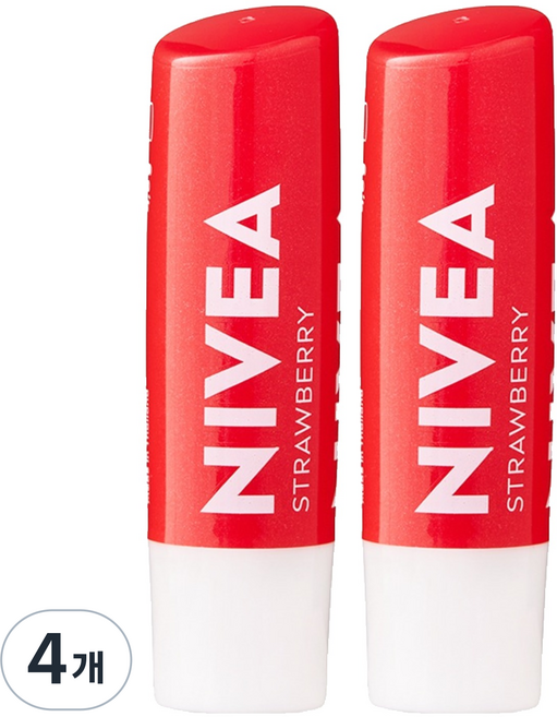 NIVEA 妮維雅 唇部護理潤唇膏, 草莓光澤, 4.8g, 4個