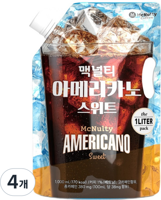 McNulty Coffee 甜味冰美式咖啡, 1L, 4個